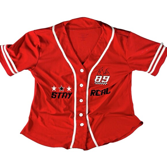 orange kiss Other - Orange Kiss Stay Real Live Fast 1986 Red Racing Baseball Jersey Men's Medium